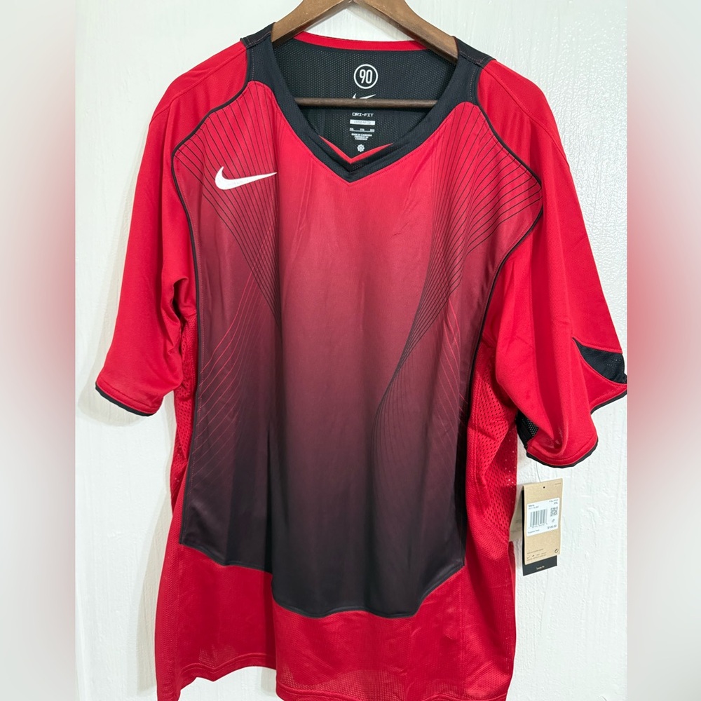 NWT Nike Total 90 Red Burgundy Blk Soccer Futbol Jersey Mens Size 2XL HV1178-687